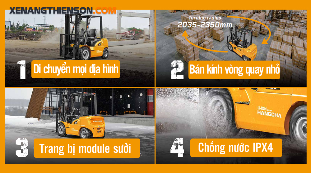 Xe nâng điện 3.8 tấn Lithium - Dòng XE 14 Xe nâng điện 3.8 tấn Lithium Hangcha có tính ứng dụng cao
