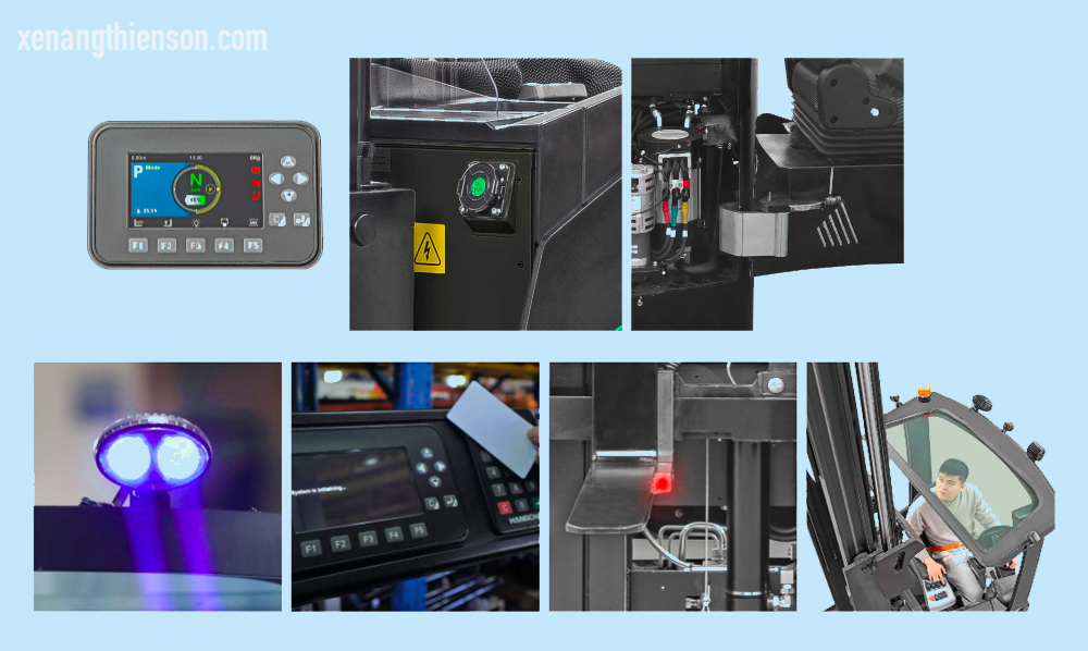Xe nâng Reach Truck 1 tấn HangCha, nâng 7 mét, BẢN MỚI 12 Cong nghe tren xe nang Reach Truck 1 tan Hangcha