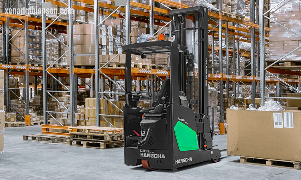 Xe nâng Reach Truck 1 tấn HangCha, nâng 7 mét, BẢN MỚI 17 Xe nâng siêu cao Reach Truck 1 tấn có ứng dụng rộng rãi